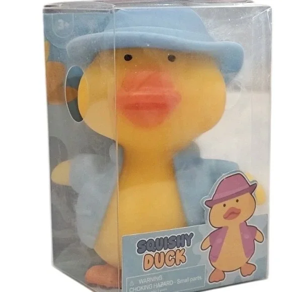 Set of 3 Squishy Duck Sensory Toys Pink Blue Purple Hat and Jacket 3+ - Picture 6 of 12